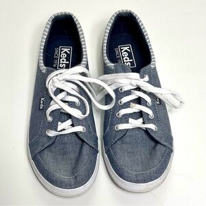 Keds Size 6 Women's Blue Chambray Lace Up Tennis Shoes WF63018
